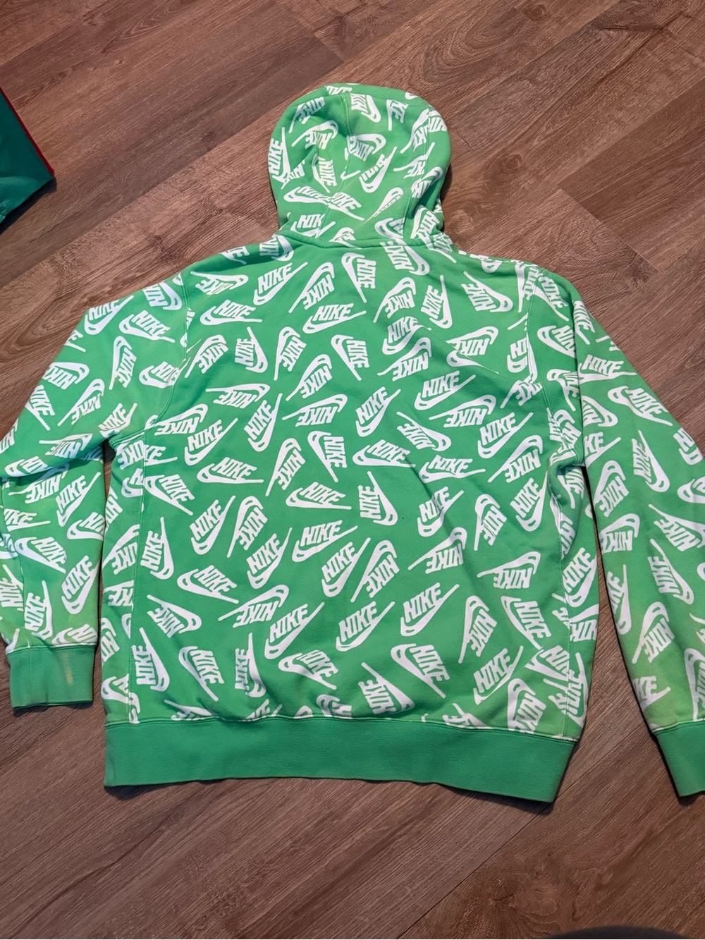 Nike Green All-Over Logo Pullover Hoodie - Picture 2 of 3